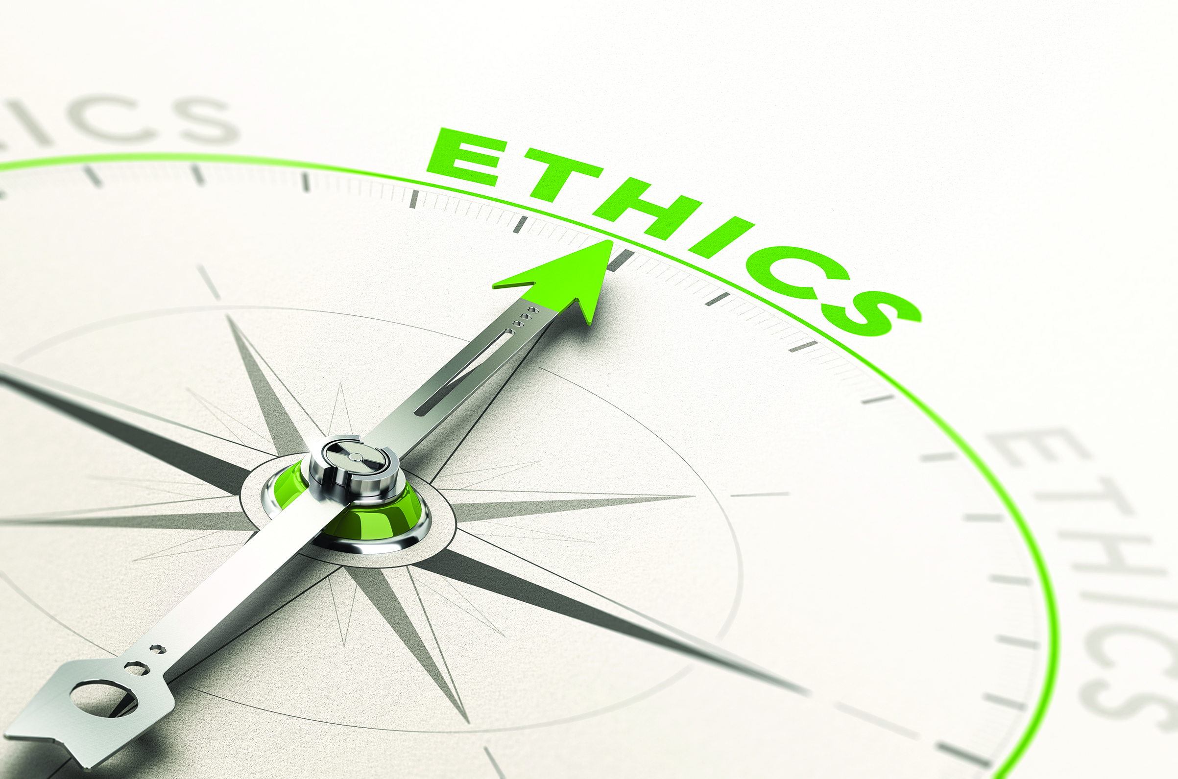 Compass pointing to the word 'Ethics'